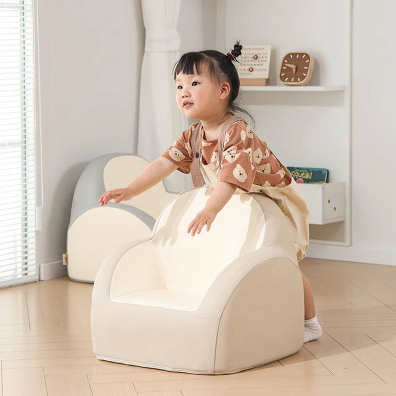 Nordic Contemporary Kids Accent Chair — Arc-Back, Cushioned PU Leather, Lightweight with Backrest and Armrests for Living Room