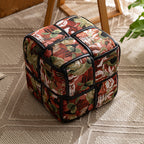 Traditional French Chenille Sponge Pine Wood Square Stool — Lightweight, Low, Backless, Armless for Living Room