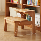 Traditional Japanese Beech Wood Trapezoidal Kids’ Footstool – Backless & Armless for Living Room