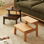 Traditional Japanese Beech Wood Trapezoidal Kids’ Footstool – Backless & Armless for Living Room