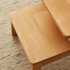 Traditional Japanese Beech Wood Trapezoidal Kids’ Footstool – Backless & Armless for Living Room