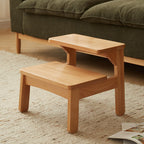 Traditional Japanese Beech Wood Trapezoidal Kids’ Footstool – Backless & Armless for Living Room