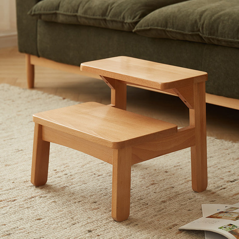 Traditional Japanese Beech Wood Trapezoidal Kids’ Footstool – Backless & Armless for Living Room