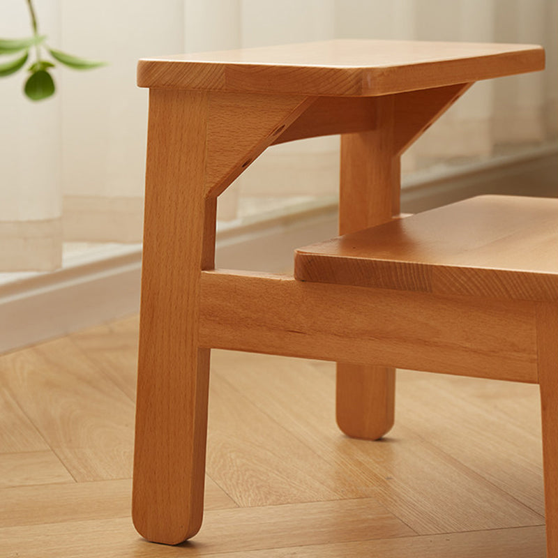 Traditional Japanese Beech Wood Trapezoidal Kids’ Footstool – Backless & Armless for Living Room
