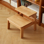 Traditional Japanese Beech Wood Trapezoidal Kids’ Footstool – Backless & Armless for Living Room