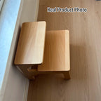 Traditional Japanese Beech Wood Trapezoidal Kids’ Footstool – Backless & Armless for Living Room