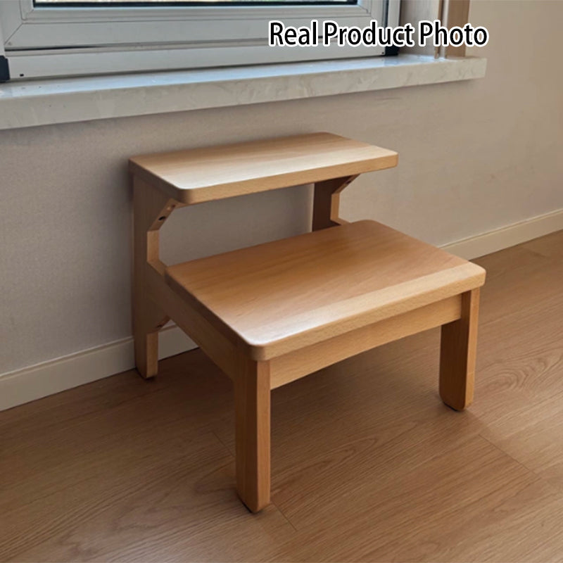 Traditional Japanese Beech Wood Trapezoidal Kids’ Footstool – Backless & Armless for Living Room
