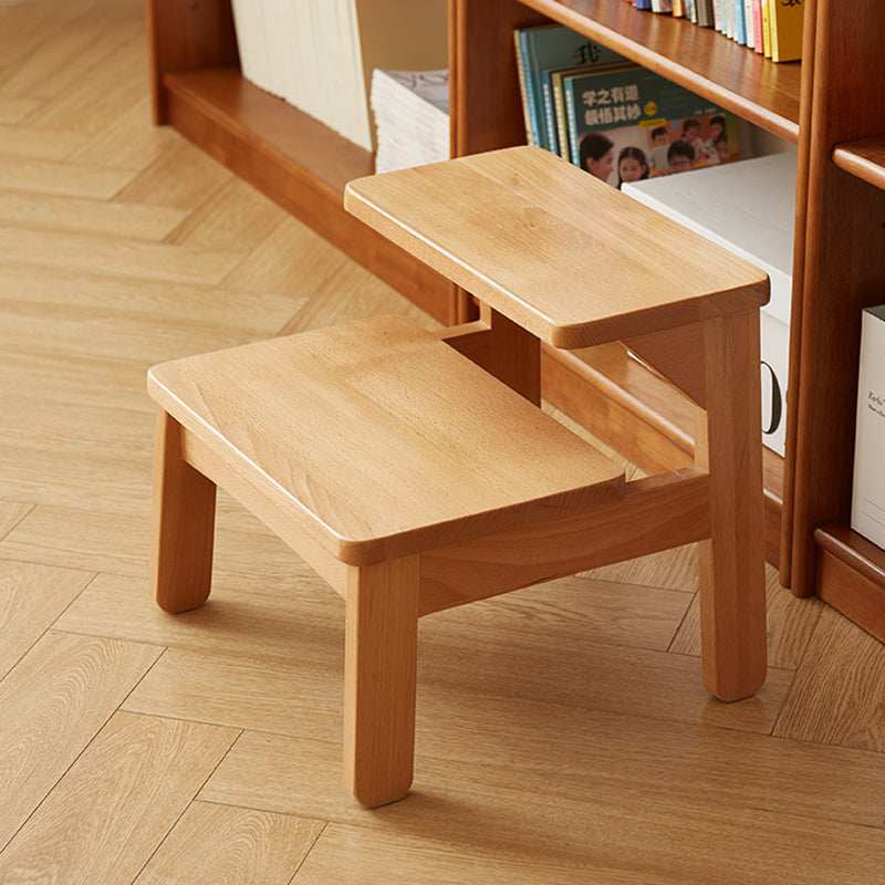 Traditional Japanese Beech Wood Trapezoidal Kids’ Footstool – Backless & Armless for Living Room