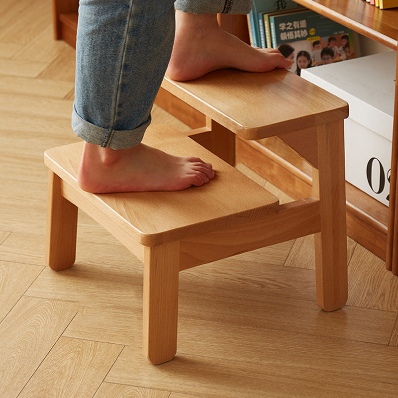 Traditional Japanese Beech Wood Trapezoidal Kids’ Footstool – Backless & Armless for Living Room