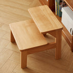 Traditional Japanese Beech Wood Trapezoidal Kids’ Footstool – Backless & Armless for Living Room