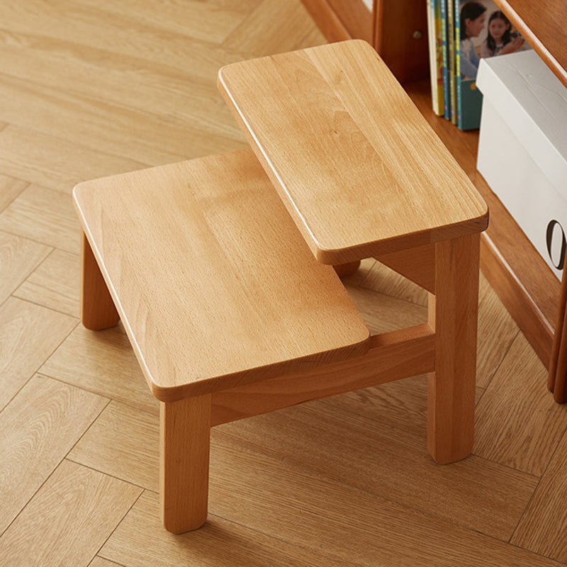 Traditional Japanese Beech Wood Trapezoidal Kids’ Footstool – Backless & Armless for Living Room