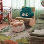 Contemporary Nordic Soft Teddy Fleece Low Stool with EPP Beads, Petal-Design Removable & Washable Cover — Backless & Armless Living Room Seat