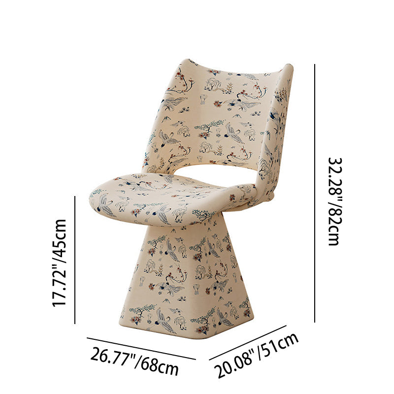 Taburete giratorio sin respaldo para tocador | Diseño trapezoidal curvo | Asiento de tela de esponja | Estructura de madera maciza y contrachapada | Ideal para dormitorio