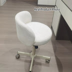 Contemporary Nordic Chenille Vanity Stool with Cat-Scratch Leather, Solid Plywood & Steel Arc Base, Liftable & Rotatable, Armless for Bedroom