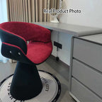 Taburete tocador escandinavo contemporáneo de pino con respaldo y reposabrazos giratorios en arco, piel sintética de conejo, piel sintética de napa y cuero PU, tapicería de chenilla de lino – Perfecto para el dormitorio