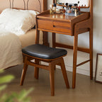 Modern Minimalist Boxwood Vanity Stool — Lightweight Arc-Trapezoid Design, Cushioned with Synthetic Leather Sponge, Backless & Armless for Bedroom
