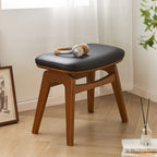 Modern Minimalist Boxwood Vanity Stool — Lightweight Arc-Trapezoid Design, Cushioned with Synthetic Leather Sponge, Backless & Armless for Bedroom