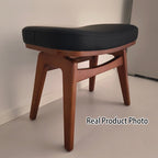 Modern Minimalist Boxwood Vanity Stool — Lightweight Arc-Trapezoid Design, Cushioned with Synthetic Leather Sponge, Backless & Armless for Bedroom