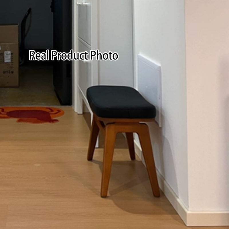 Modern Minimalist Boxwood Vanity Stool — Lightweight Arc-Trapezoid Design, Cushioned with Synthetic Leather Sponge, Backless & Armless for Bedroom