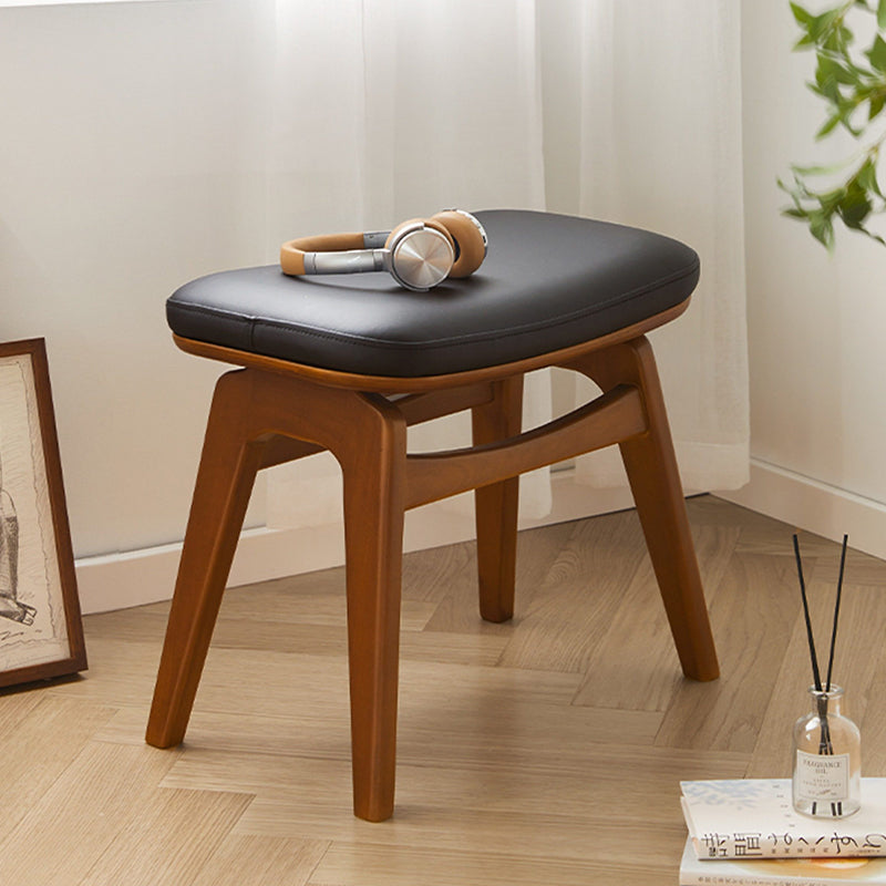 Modern Minimalist Boxwood Vanity Stool — Lightweight Arc-Trapezoid Design, Cushioned with Synthetic Leather Sponge, Backless & Armless for Bedroom
