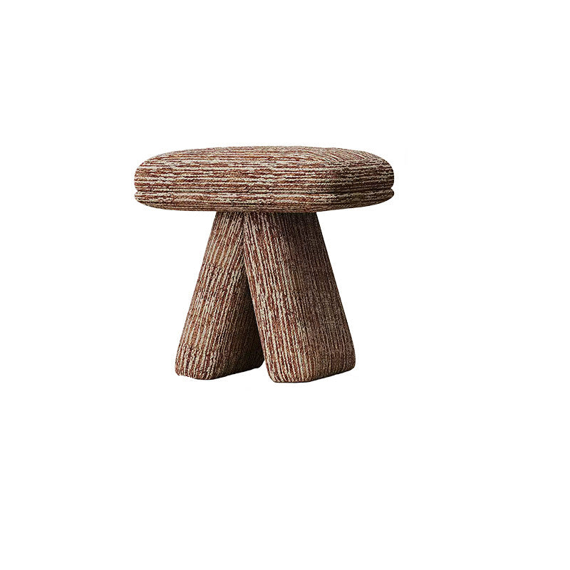 Contemporary Scandinavian Plywood Vanity Stool – Velvet Square-Top, Triangular, Backless & Armless – Upholstered in Chenille, Cotton & Linen for Bedroom