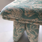 Contemporary Scandinavian Plywood Vanity Stool – Velvet Square-Top, Triangular, Backless & Armless – Upholstered in Chenille, Cotton & Linen for Bedroom