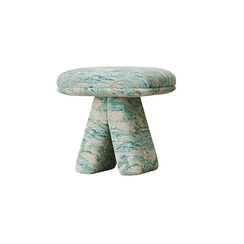 Contemporary Scandinavian Plywood Vanity Stool – Velvet Square-Top, Triangular, Backless & Armless – Upholstered in Chenille, Cotton & Linen for Bedroom
