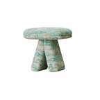Contemporary Scandinavian Plywood Vanity Stool – Velvet Square-Top, Triangular, Backless & Armless – Upholstered in Chenille, Cotton & Linen for Bedroom