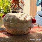 Nordic Modern Sherpa Fabric Faux Rabbit Fur Cartoon Cake Ottoman – Removable & Washable Cover, Low, Backless & Armless for Living Room & Bedroom