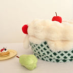 Nordic Modern Sherpa Fabric Faux Rabbit Fur Cartoon Cake Ottoman – Removable & Washable Cover, Low, Backless & Armless for Living Room & Bedroom