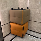 Contemporary Scandinavian Solid Wood Stool with Cushioned Faux Leather, Square Low-Profile, Backless & Armless – for Living Room & Entryway