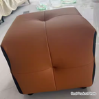 Contemporary Scandinavian Solid Wood Stool with Cushioned Faux Leather, Square Low-Profile, Backless & Armless – for Living Room & Entryway