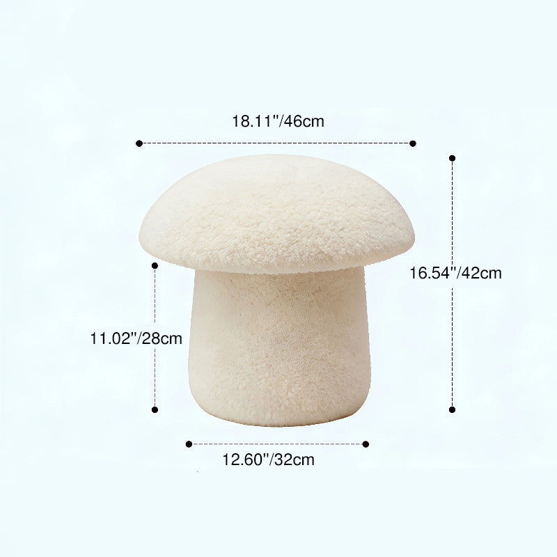 Modern Art Deco Velvet Molded Stool for Kids – Low, Backless Mushroom Seat in Cotton & Metal, Ideal for Entryway & Hallway