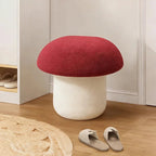 Modern Art Deco Velvet Molded Stool for Kids – Low, Backless Mushroom Seat in Cotton & Metal, Ideal for Entryway & Hallway