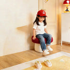 Modern Art Deco Velvet Molded Stool for Kids – Low, Backless Mushroom Seat in Cotton & Metal, Ideal for Entryway & Hallway