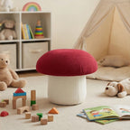 Modern Art Deco Velvet Molded Stool for Kids – Low, Backless Mushroom Seat in Cotton & Metal, Ideal for Entryway & Hallway