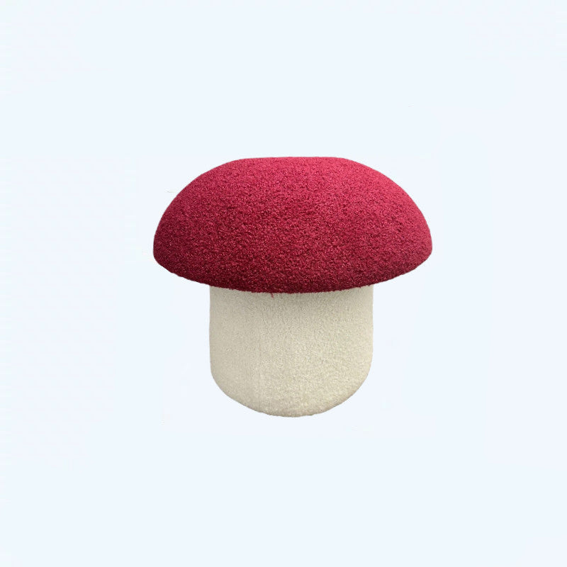 Modern Art Deco Velvet Molded Stool for Kids – Low, Backless Mushroom Seat in Cotton & Metal, Ideal for Entryway & Hallway