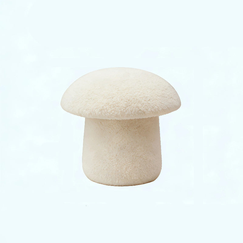 Modern Art Deco Velvet Molded Stool for Kids – Low, Backless Mushroom Seat in Cotton & Metal, Ideal for Entryway & Hallway