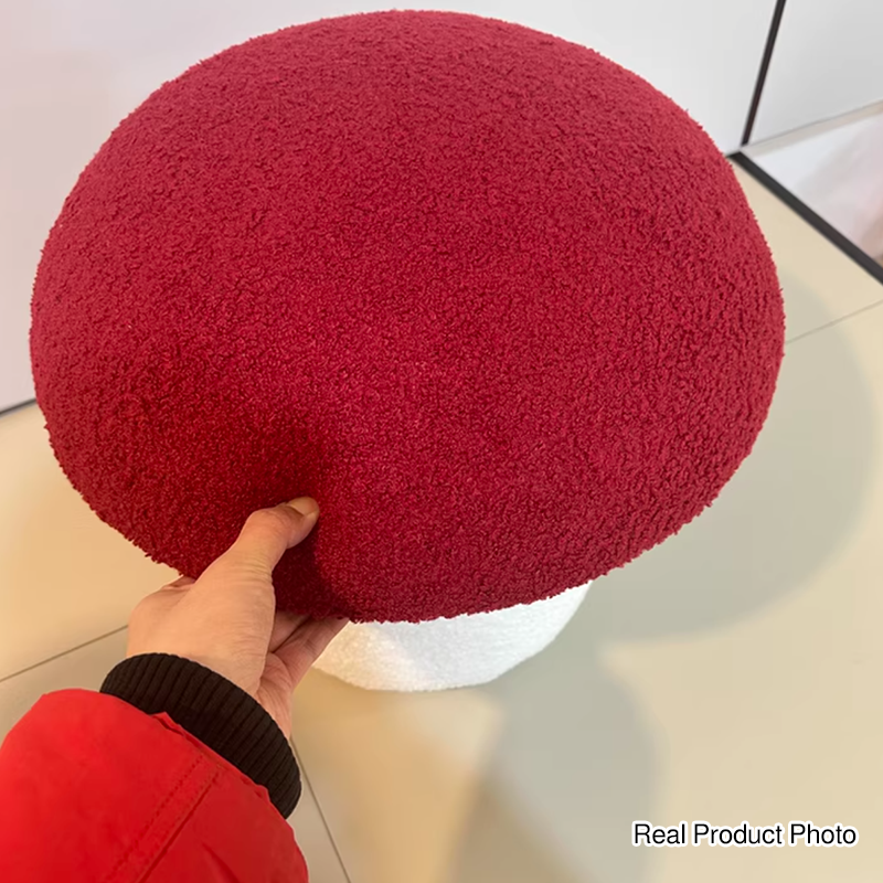 Modern Art Deco Velvet Molded Stool for Kids – Low, Backless Mushroom Seat in Cotton & Metal, Ideal for Entryway & Hallway