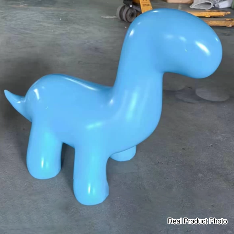 Modern Art Deco Cartoon Dinosaur Kids Stool – Anti-Tip, Low-Profile, Backless & Armless PE Plastic Stool for Entryways & Hallways