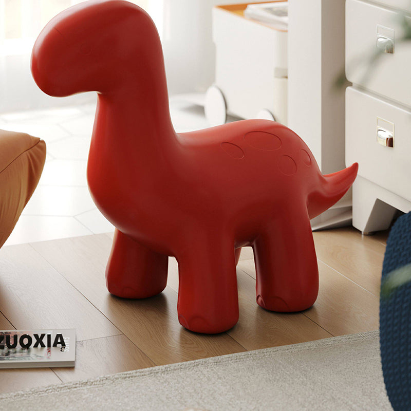 Modern Art Deco Cartoon Dinosaur Kids Stool – Anti-Tip, Low-Profile, Backless & Armless PE Plastic Stool for Entryways & Hallways