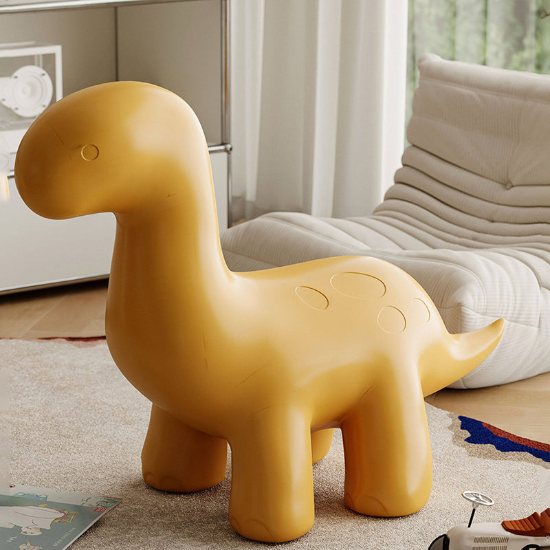 Modern Art Deco Cartoon Dinosaur Kids Stool – Anti-Tip, Low-Profile, Backless & Armless PE Plastic Stool for Entryways & Hallways