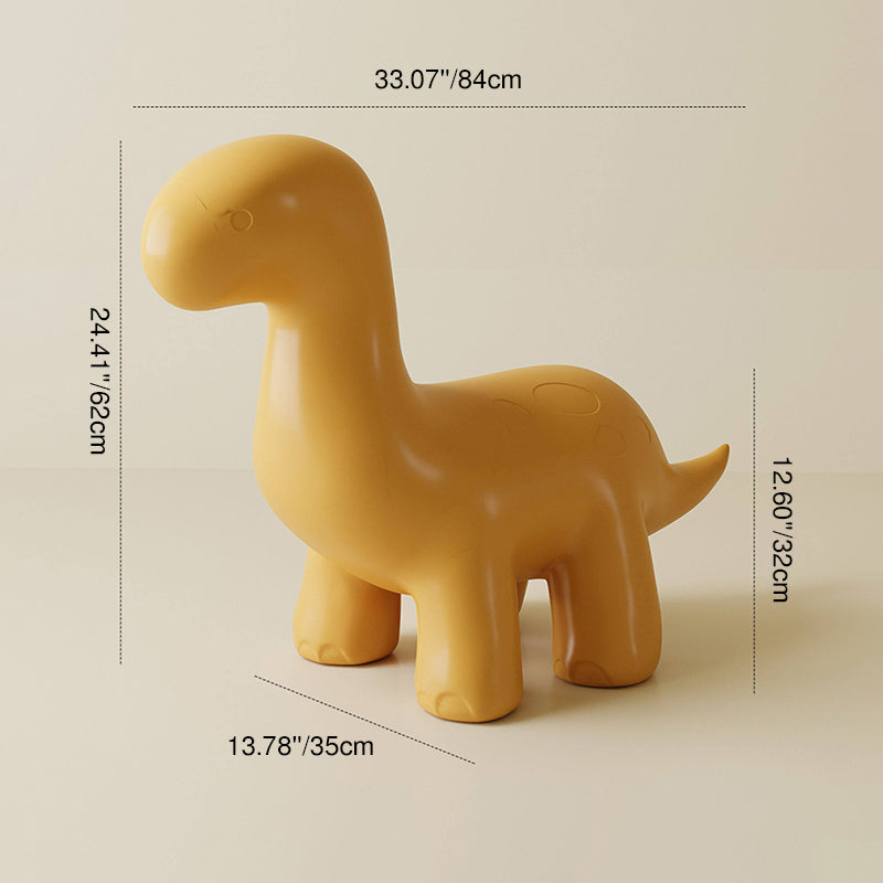 Modern Art Deco Cartoon Dinosaur Kids Stool – Anti-Tip, Low-Profile, Backless & Armless PE Plastic Stool for Entryways & Hallways