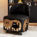 Modern Minimalist Faux Leather & Plywood Low Stool, Rectangular with Curved Edges, Movable and Armless — Ideal for Living Room or Entryway