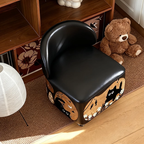 Modern Minimalist Faux Leather & Plywood Low Stool, Rectangular with Curved Edges, Movable and Armless — Ideal for Living Room or Entryway