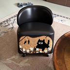 Modern Minimalist Faux Leather & Plywood Low Stool, Rectangular with Curved Edges, Movable and Armless — Ideal for Living Room or Entryway
