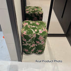 Traditional Chinese Solid Wood Stool with Sponge Chenille Velvet Cushion – Petal-Shaped Low Stool, Backless & Armless for Entryway & Hallway