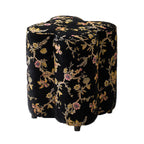 Traditional Chinese Solid Wood Stool with Sponge Chenille Velvet Cushion – Petal-Shaped Low Stool, Backless & Armless for Entryway & Hallway