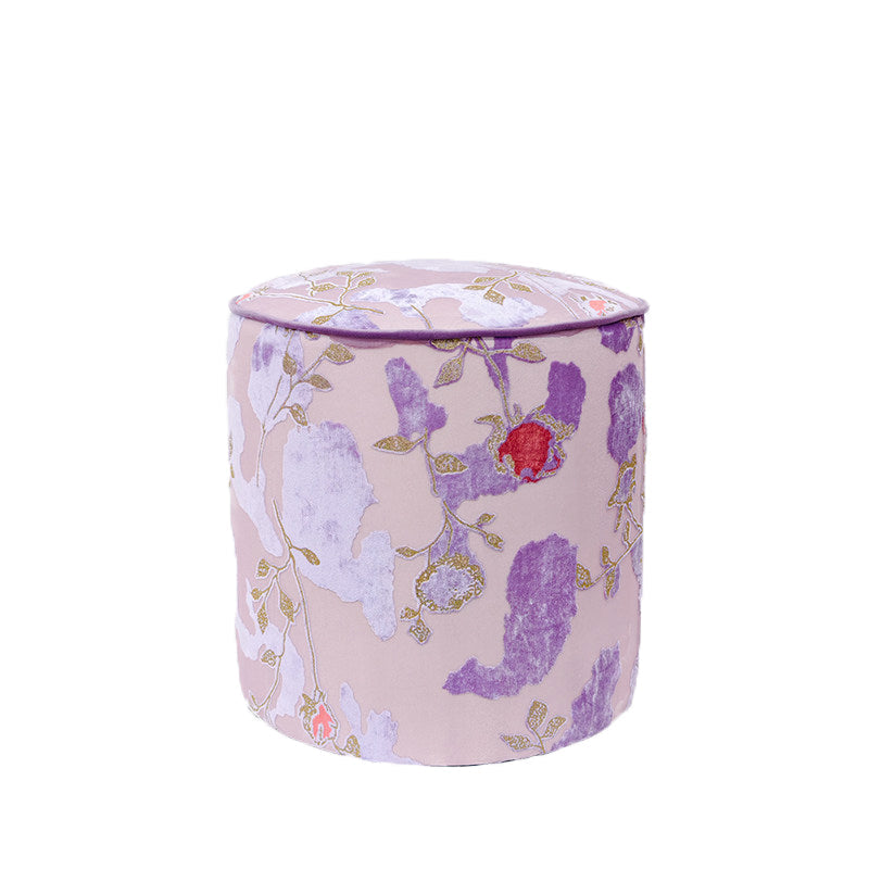 Traditional Chinese Style Solid Wood Cylinder Stool with Sponge Cushion—Low, Backless & Armless for Living Room & Bedroom, Polyester Fiber Padding