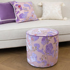 Traditional Chinese Style Solid Wood Cylinder Stool with Sponge Cushion—Low, Backless & Armless for Living Room & Bedroom, Polyester Fiber Padding